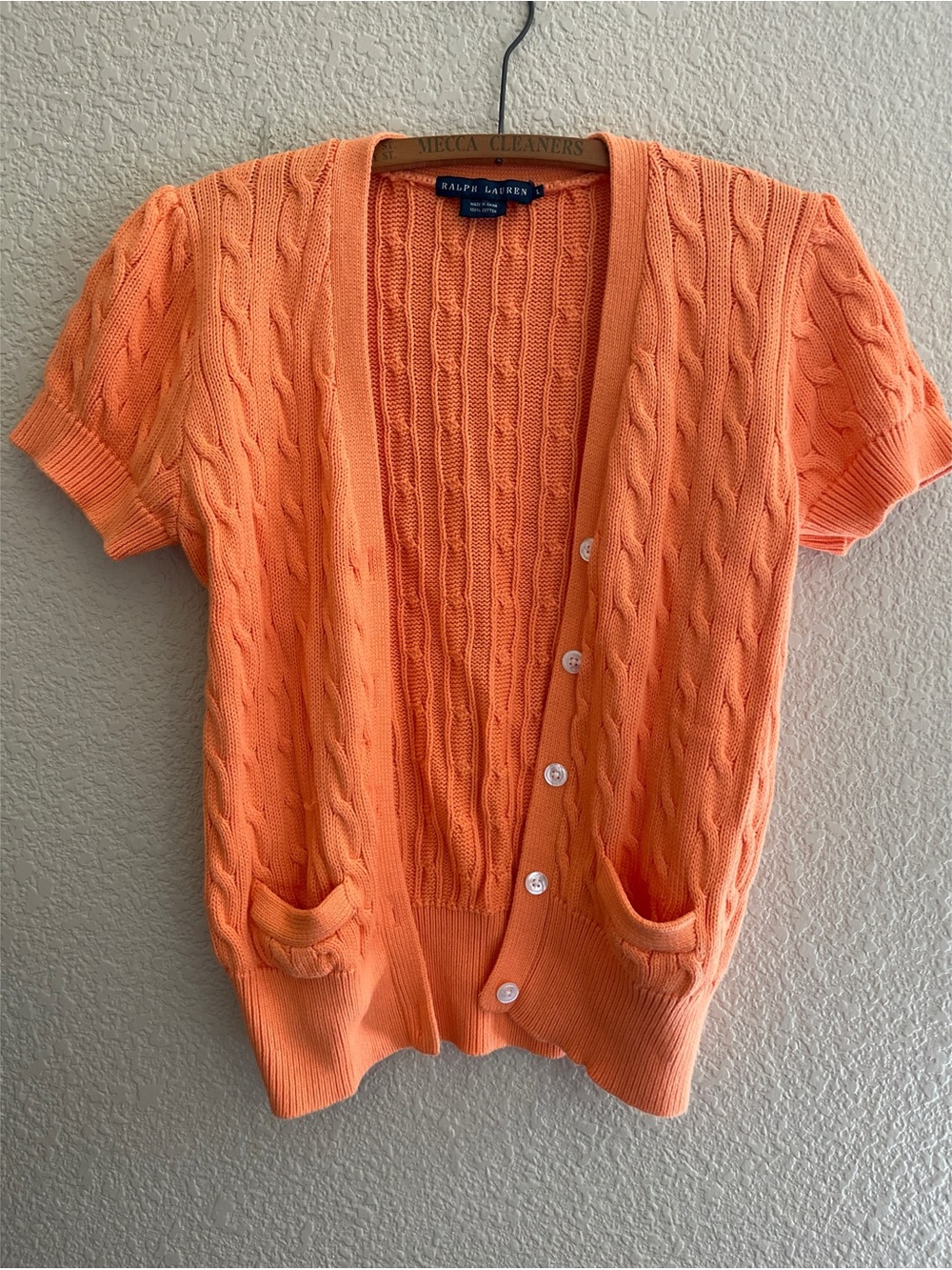 Ralph Lauren Orange Cotton Knit Short Sleeve Sweater Women’s Size Large